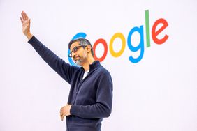 Google CEO Sundar Pichai waves at a company event in Mountain View, Calif., on May 20. 