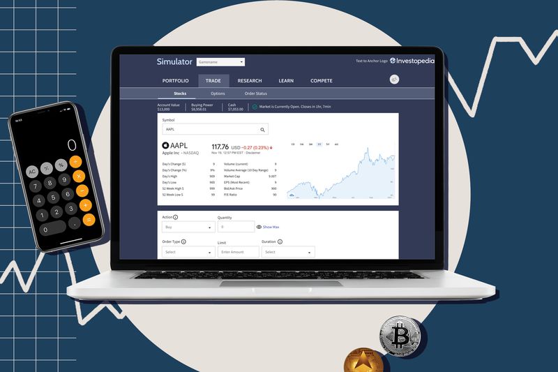 investopedia simulator screen on laptop