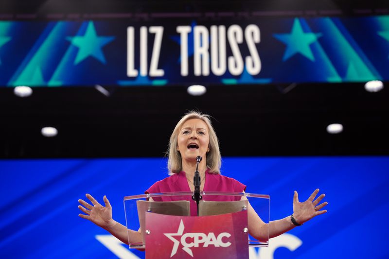 Former Prime Minister of the United Kingdom Liz Truss speaks at the Conservative Political Action Conference (CPAC) at the Gaylord National Resort Hotel And Convention Center on Feb. 20, 2025 