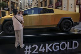 A gold-plated Tesla Cybertruck in Dubai on Nov. 27. 
