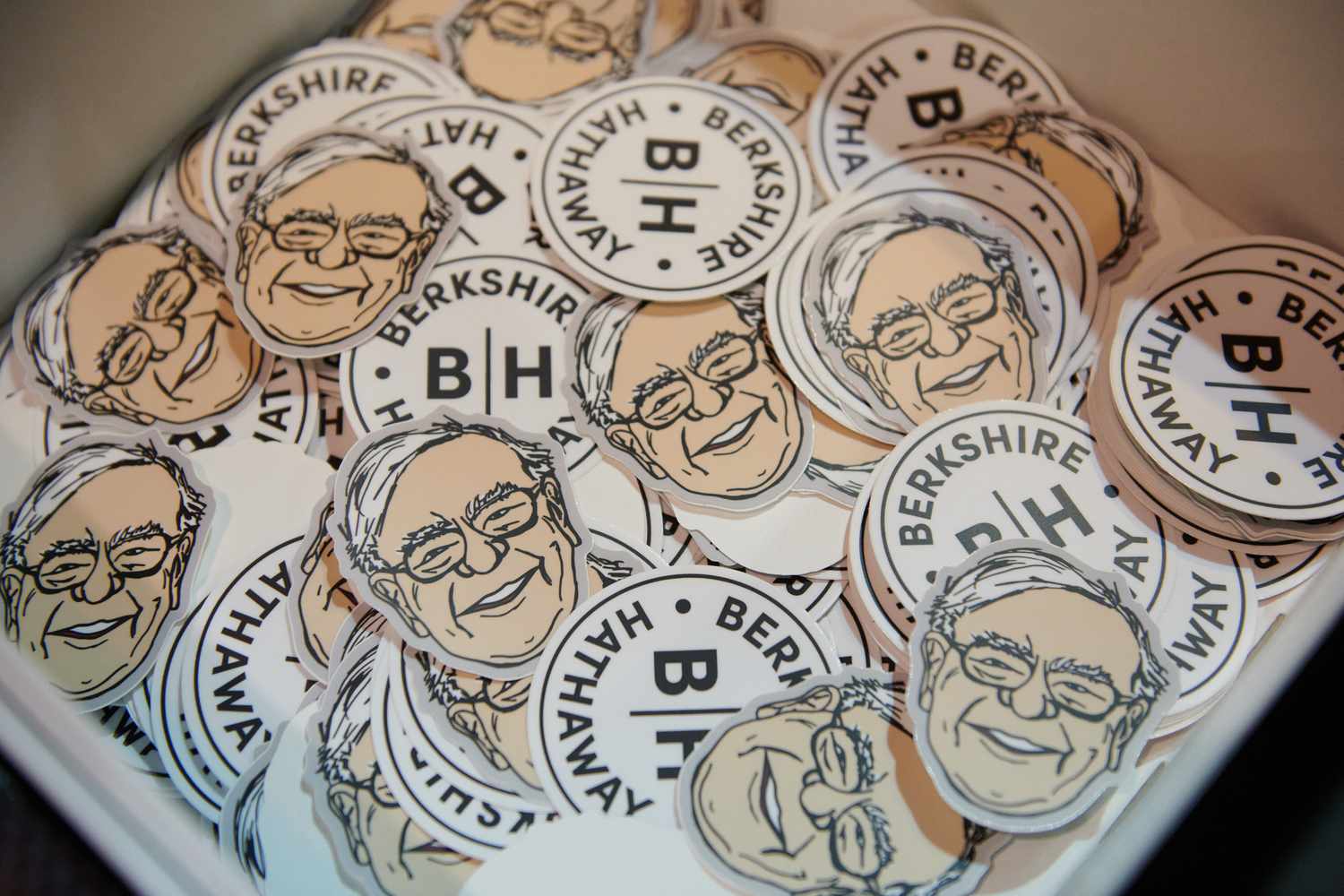 Warren Buffett and Berkshire Hathaway stickers