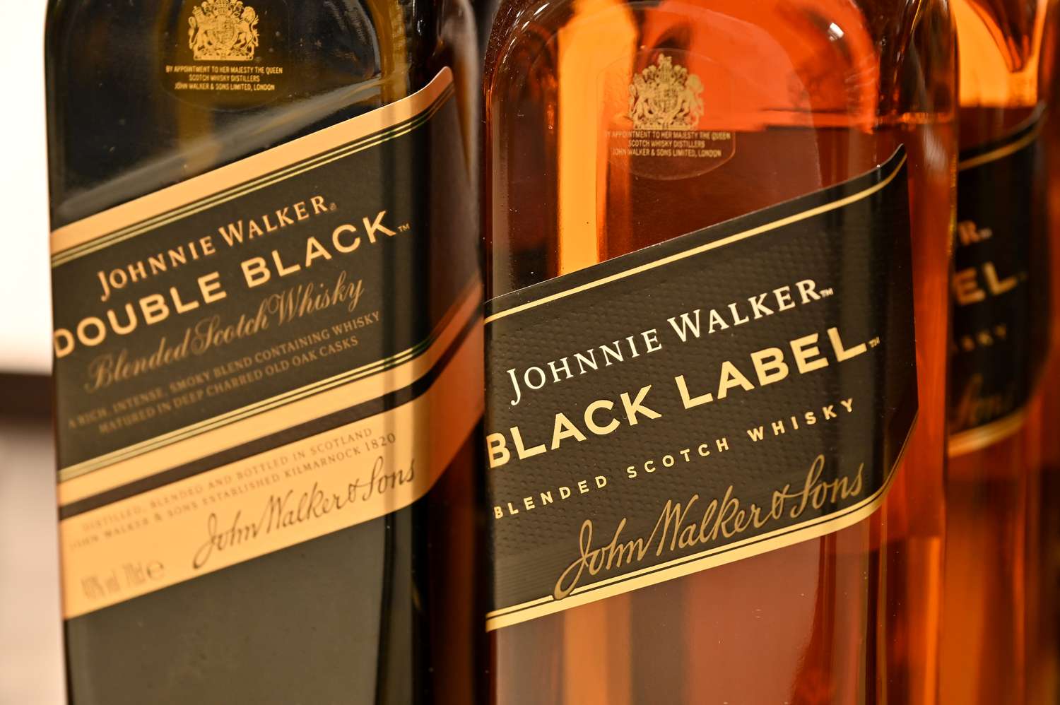 Bottles of Johnnie Walker Black Label and Double Black 