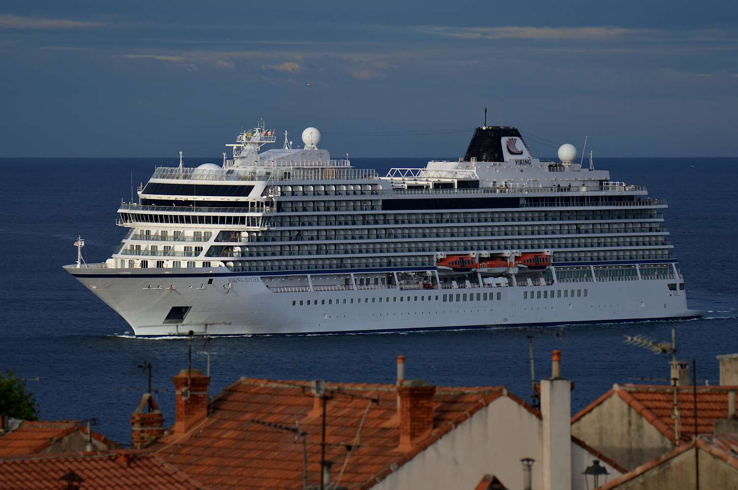 The passenger cruise ship Viking Jupiter arrives at the French Mediterranean port of Marseille