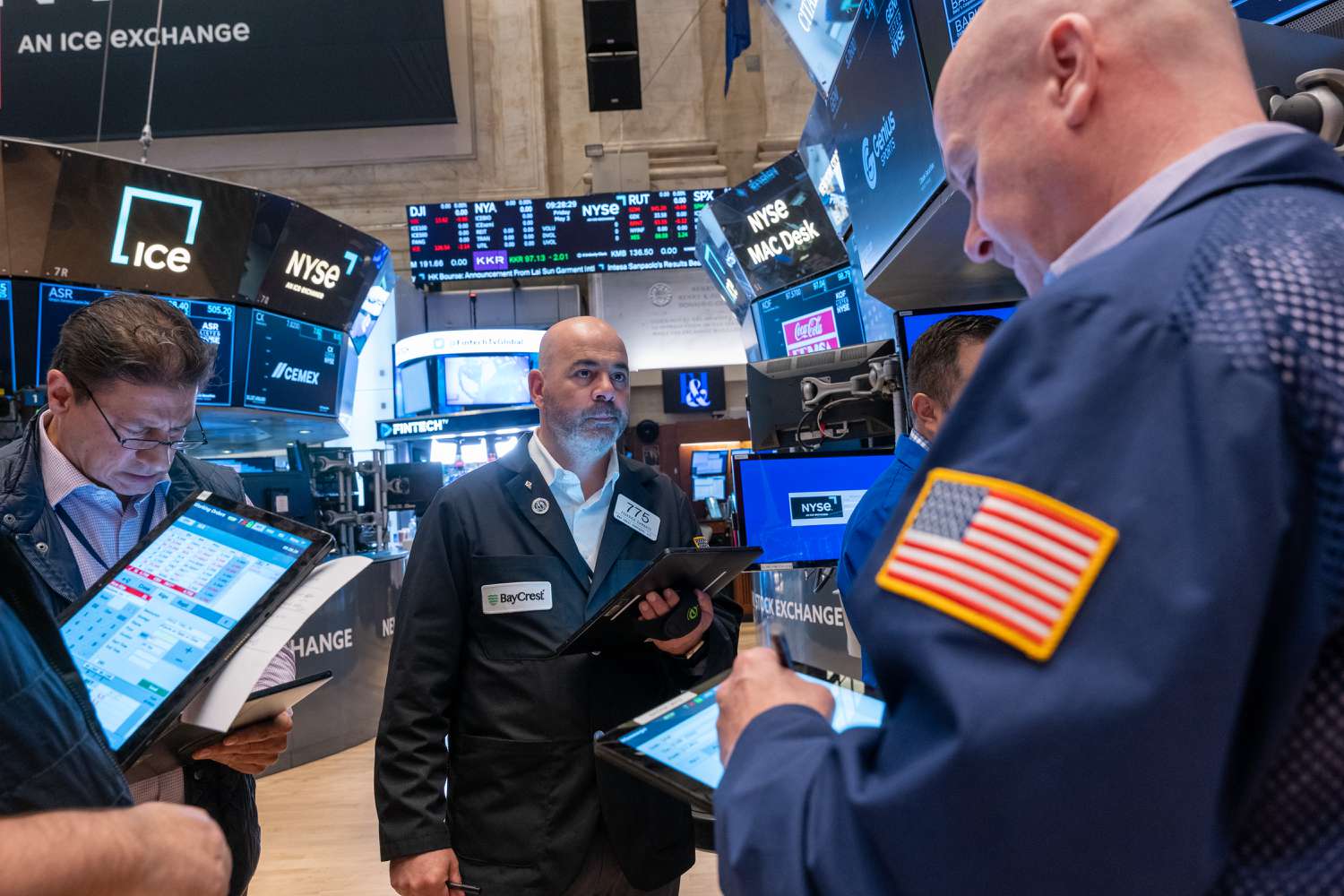 Traders work on the floor of the New York Stock Exchange 