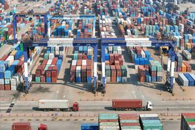 The International Container Terminal of Yantai Port, Shandong Province, China