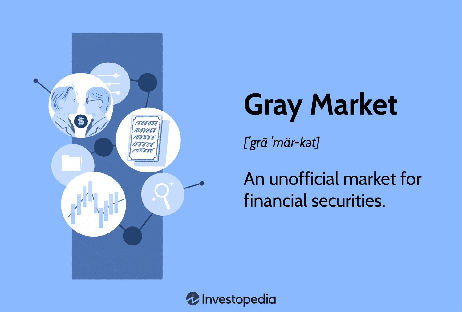 Gray Market: An unofficial market for financial securities.