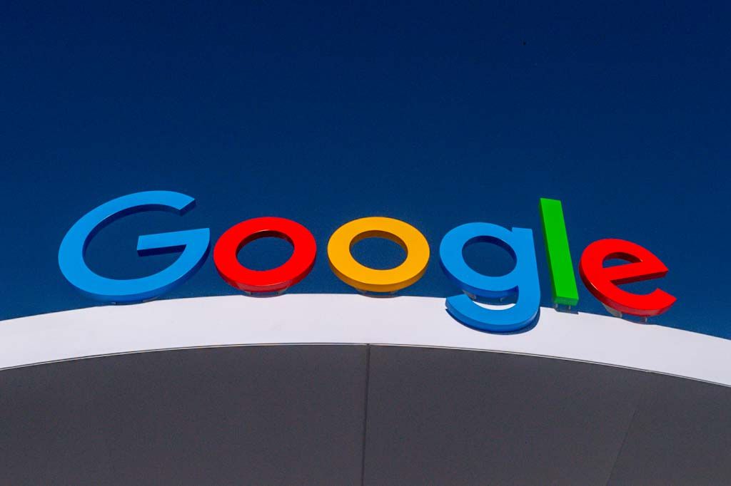 The Google logo on display.