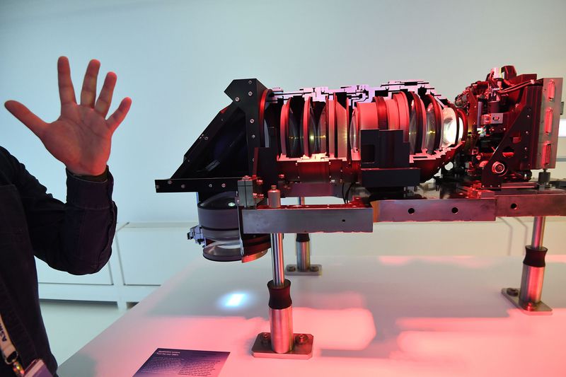 A view of a lens used into the manufacturing of semiconductor circuits at ASML