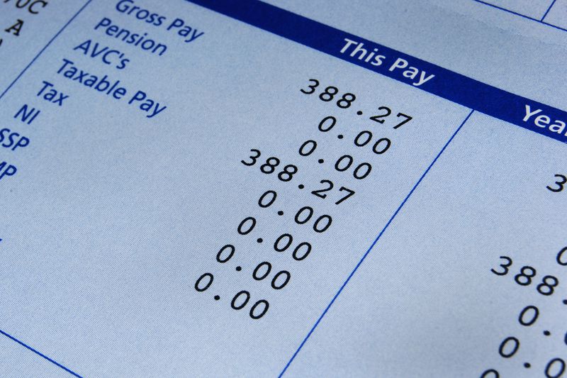 Payslip with tax deductions
