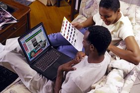 Couple buying a car online
