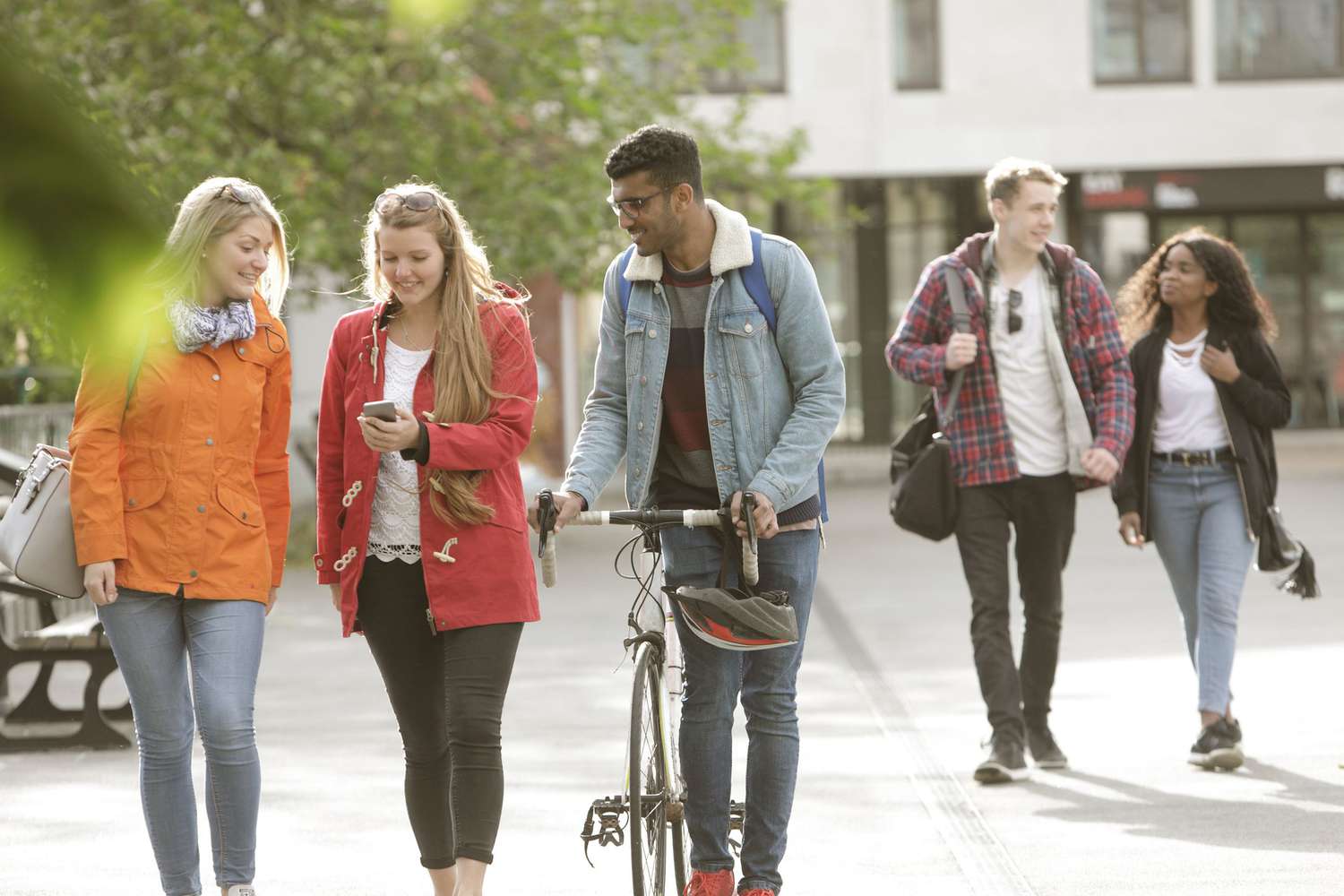 College students walking on campus