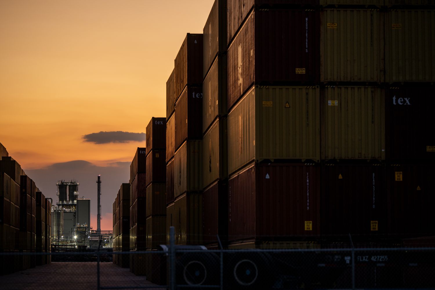 Shipping containers are seen at the Port of Houston Authority on September 19, 2024 in Harris County, Texas. A potential strike by Port of Houston longshoremen looms as contract negotiations between the International Longshoreman's Association and the United States Maritime Alliance continue.
