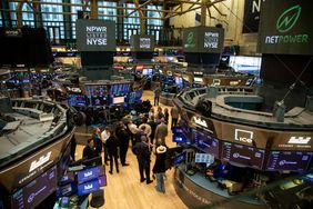 High angle view of the trading floor of the NYSE