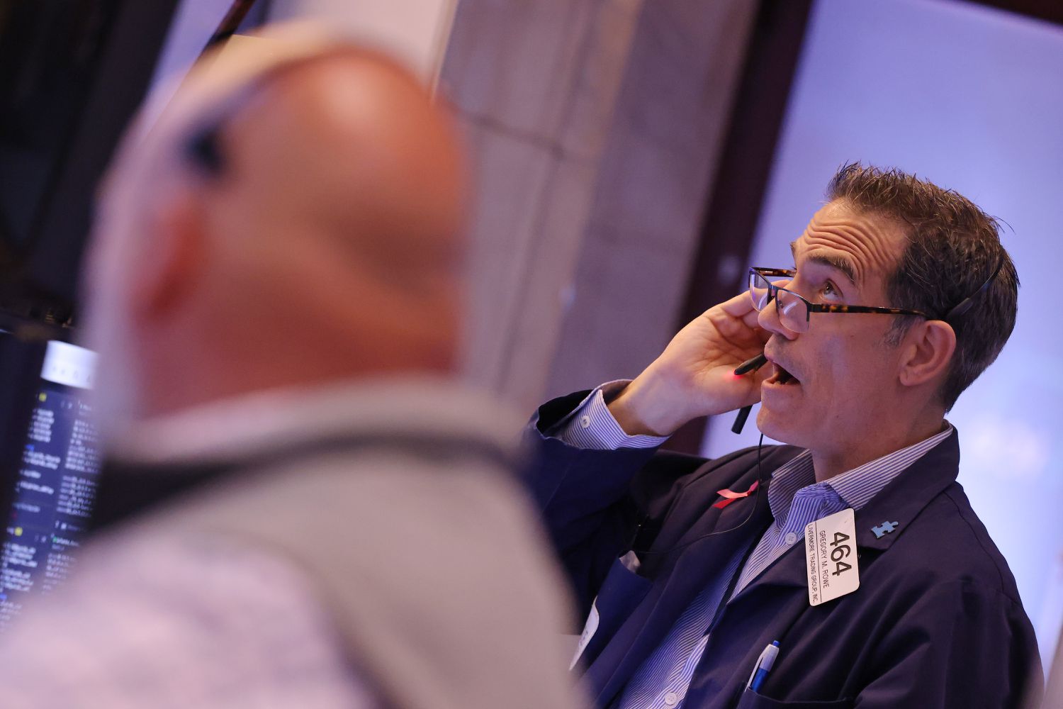Traders work on the floor of the New York Stock Exchange.