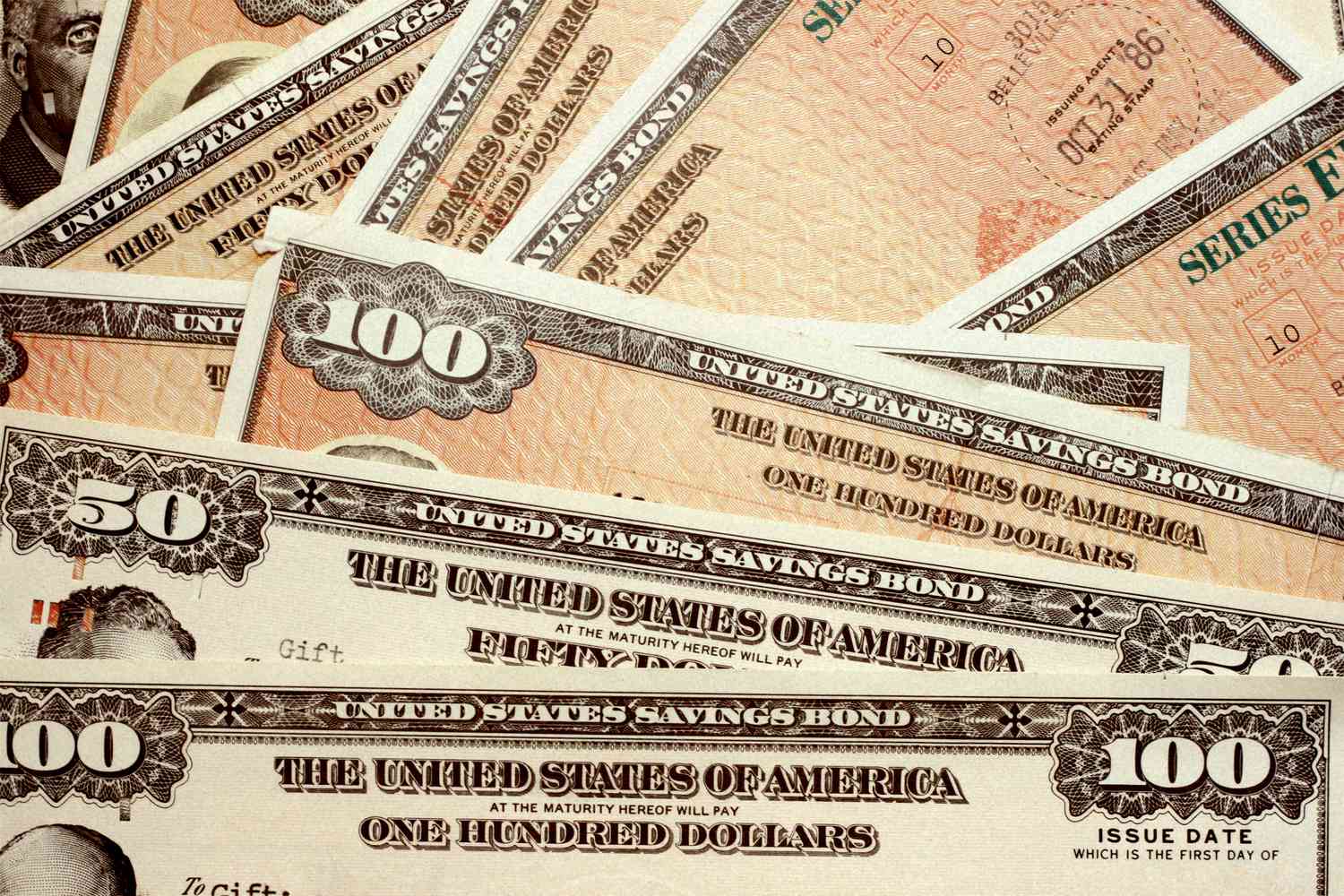 A collection of United States debt certificates