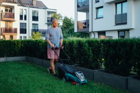 Man mowing lawn