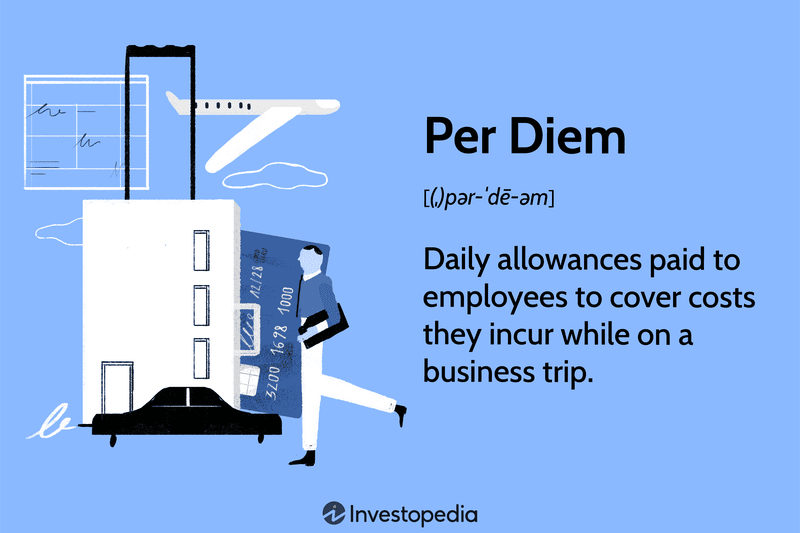 Per Diem: Daily allowances paid to employees to cover costs they incur while on a business trip.