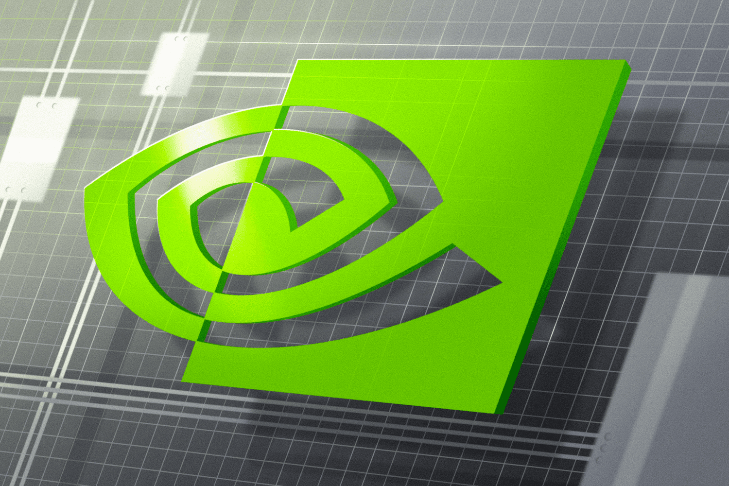 The Nvidia logo in a graphic design.