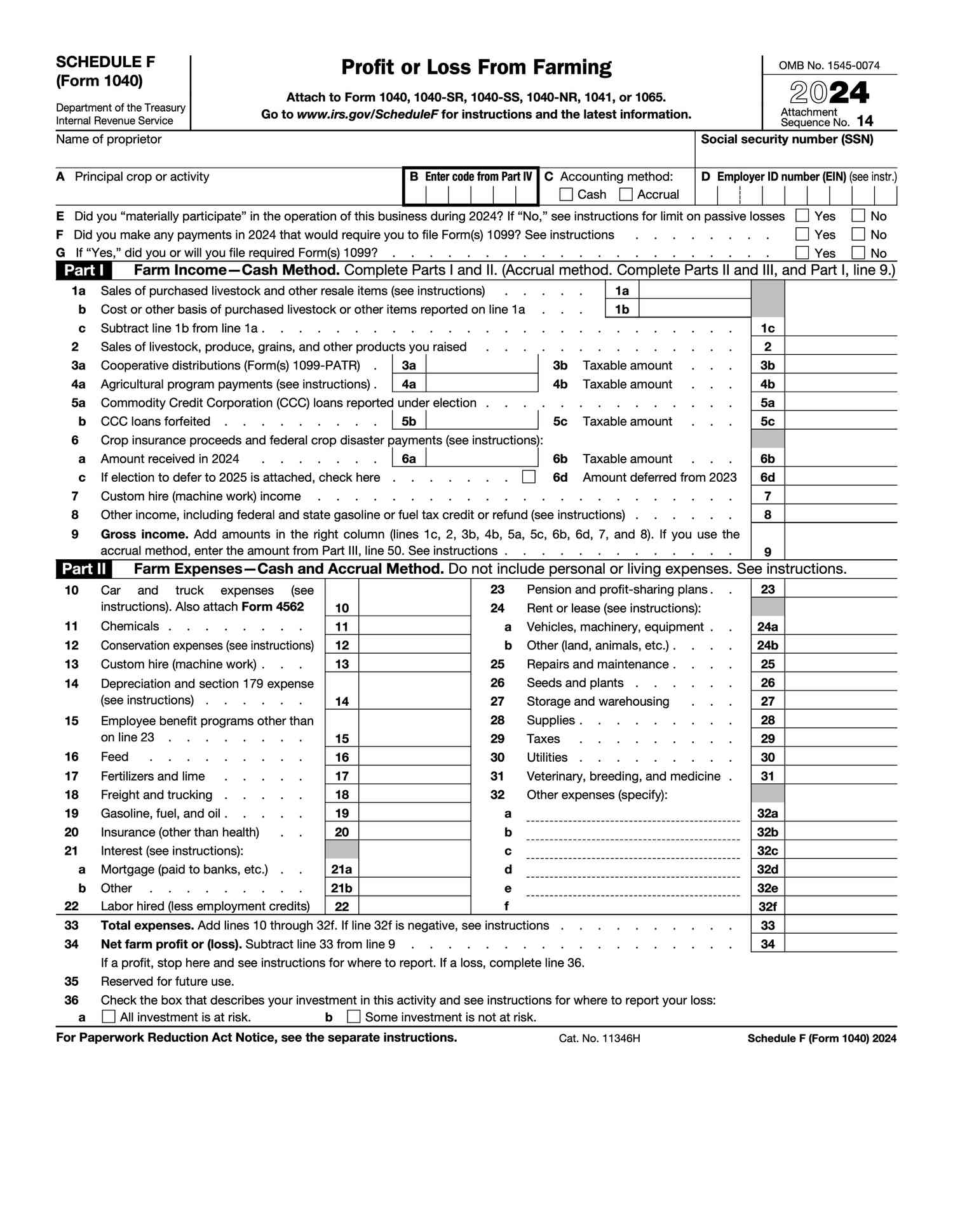 Schedule F, 2024