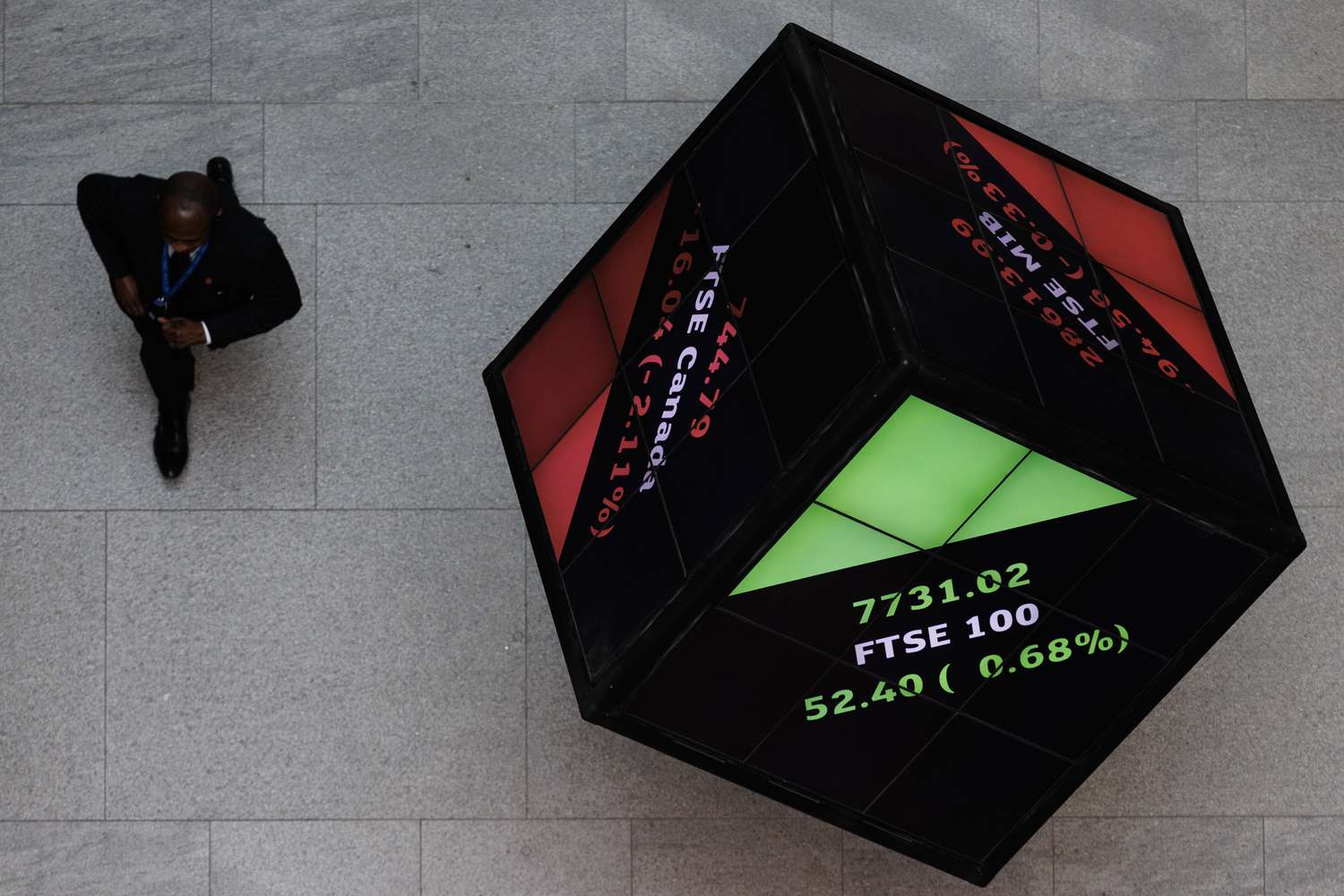 A general view inside the foyer of the London Stock Exchange.