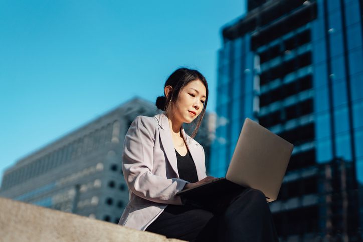 Woman working outside