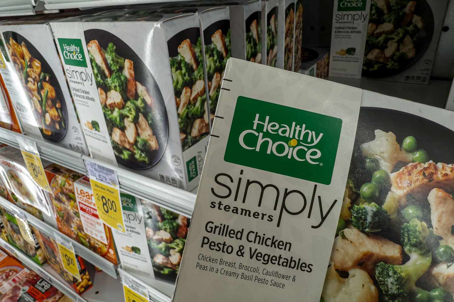 Conagra Healthy Choice brand frozen meals in a store