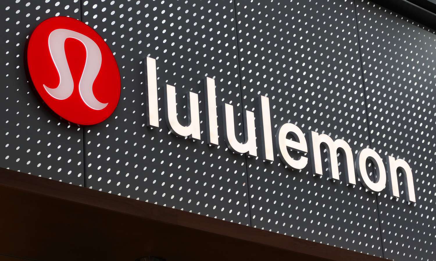 Lululemon logo outside New York City store.