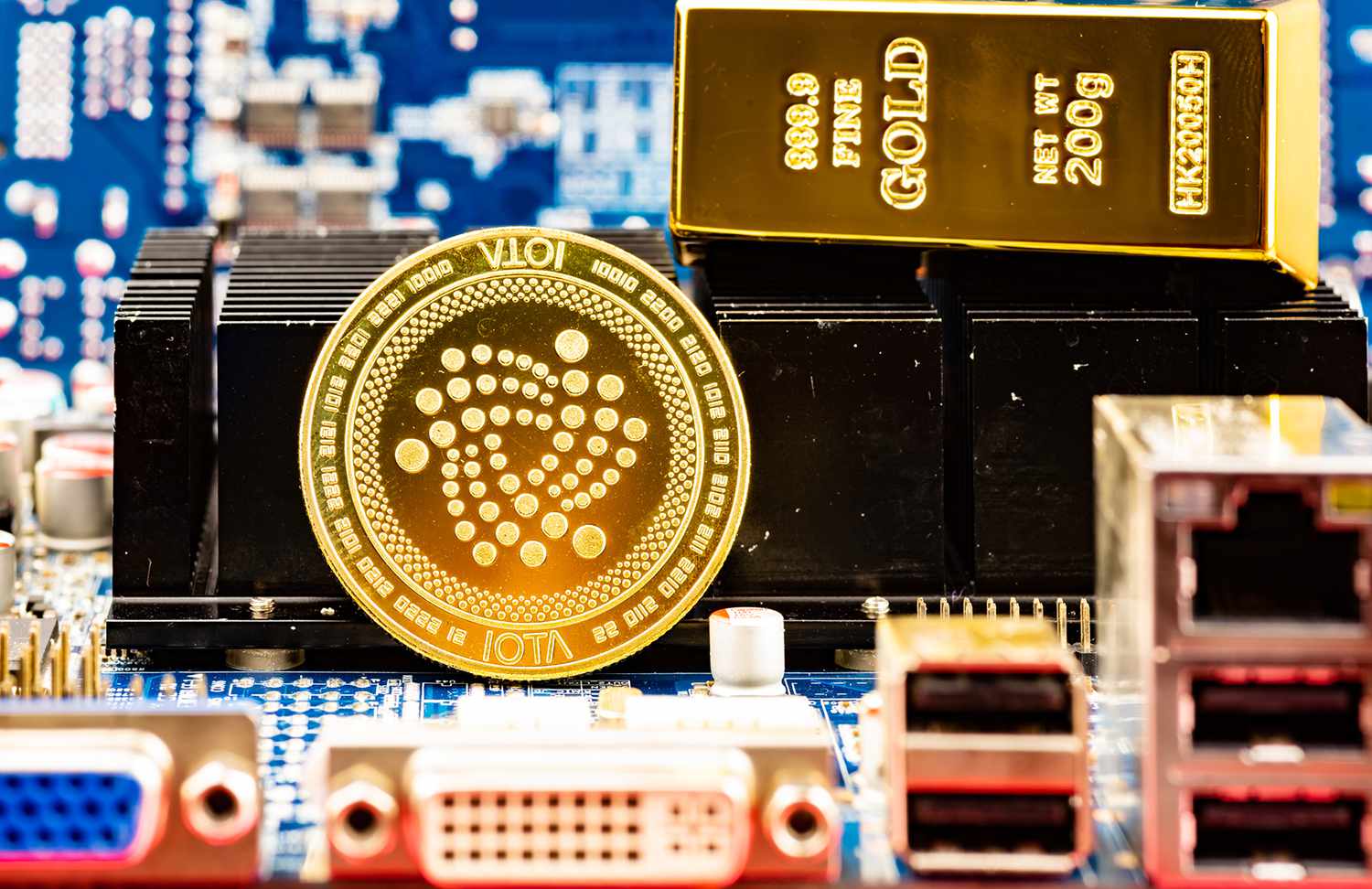 Front View of Iota Cryptocurrency Physical Coin