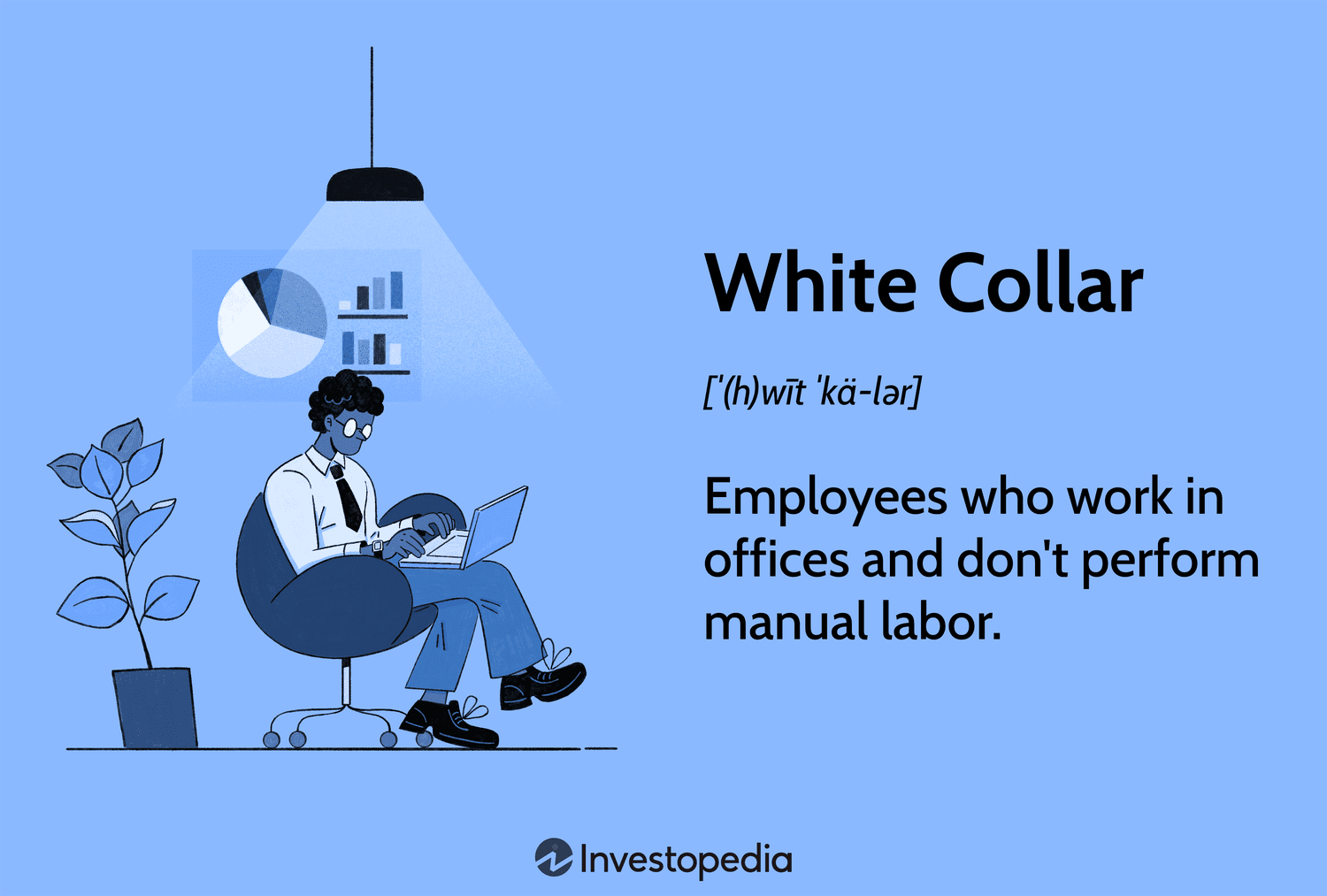 White Collar: Employees who work in offices and don't perform manual labor.