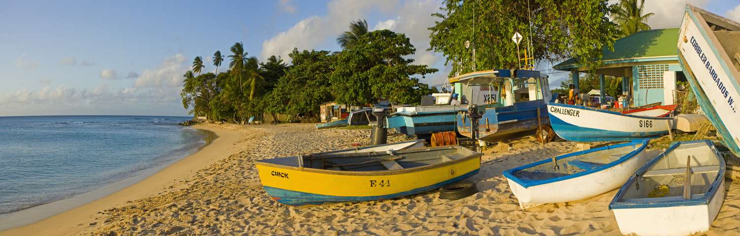 Boats on the shore of Barbados.