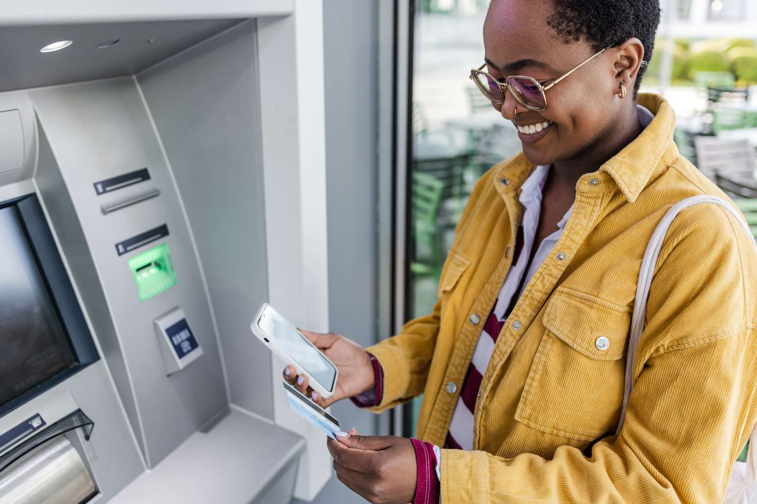 Woman at an ATM
