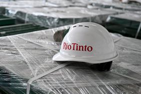 A safety helmet with a 'Rio Tinto' logo