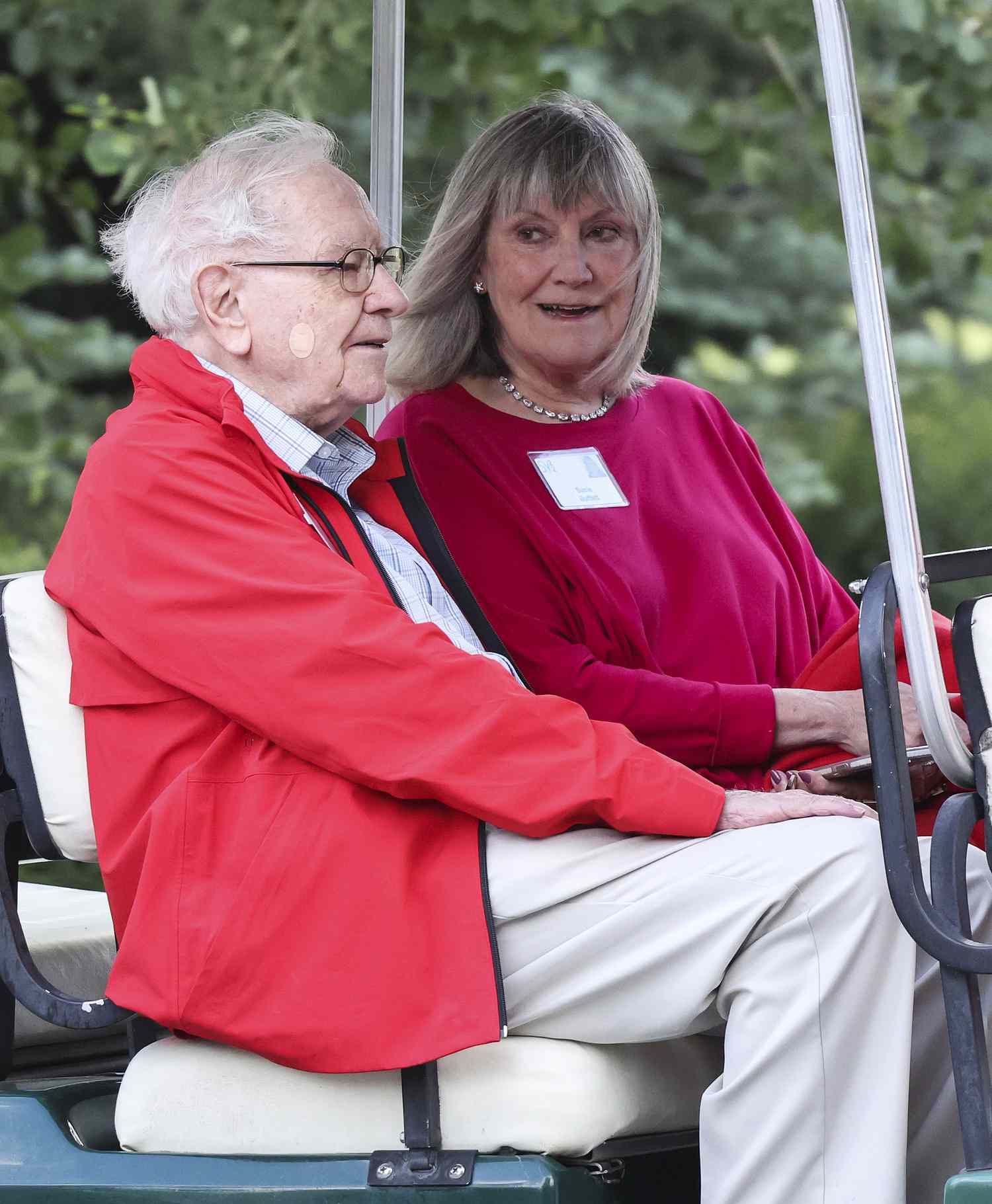 Warren Buffett, CEO of Berkshire Hathaway, rides to a morning session during the Allen & Company Sun Valley Conference on July 08, 2022 in Sun Valley, Idaho.