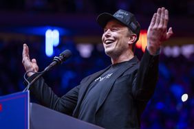 Elon Musk speaks before Republican presidential nominee former President Donald Trump at a campaign rally.