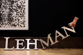 Lehman Brothers corporate logo at Christie's auction house 