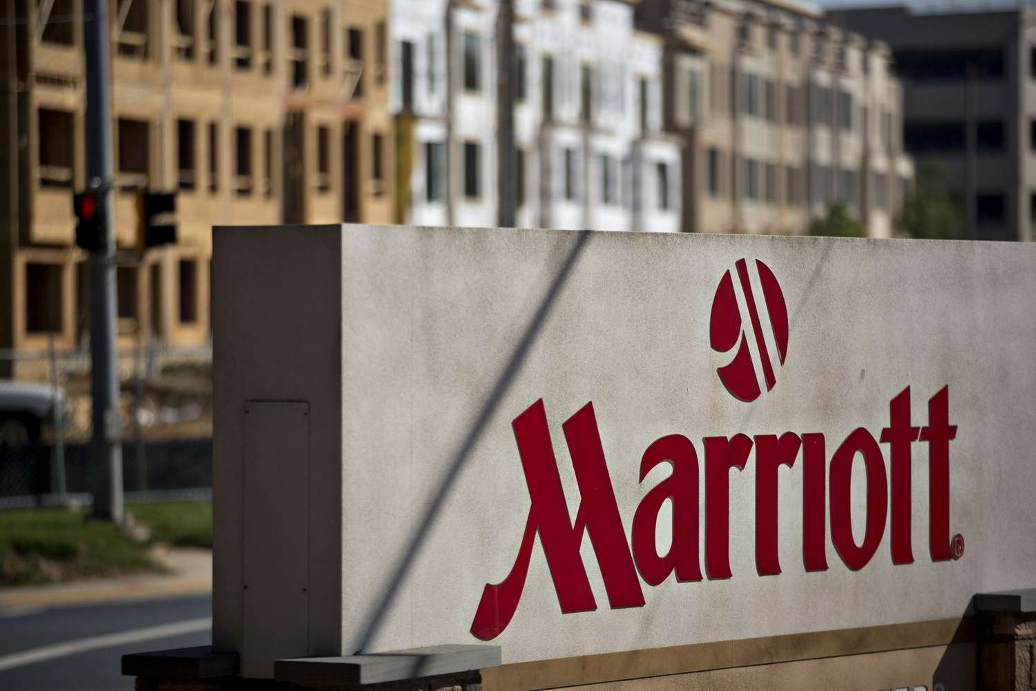 Marriott International Inc. sign outside its headquarters in Bethesda, Maryland