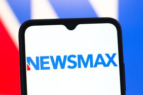 The Newsmax logo seen on a mobile device. 