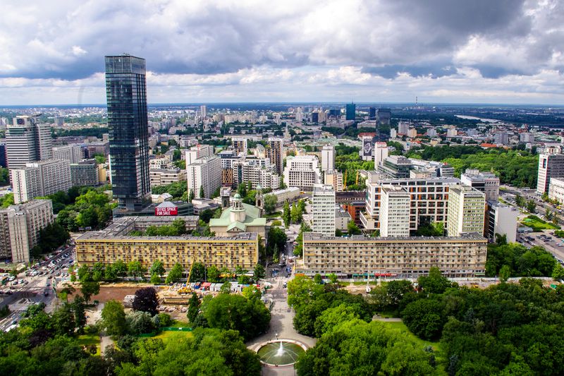 Warsaw City view and Cityscape Skyline