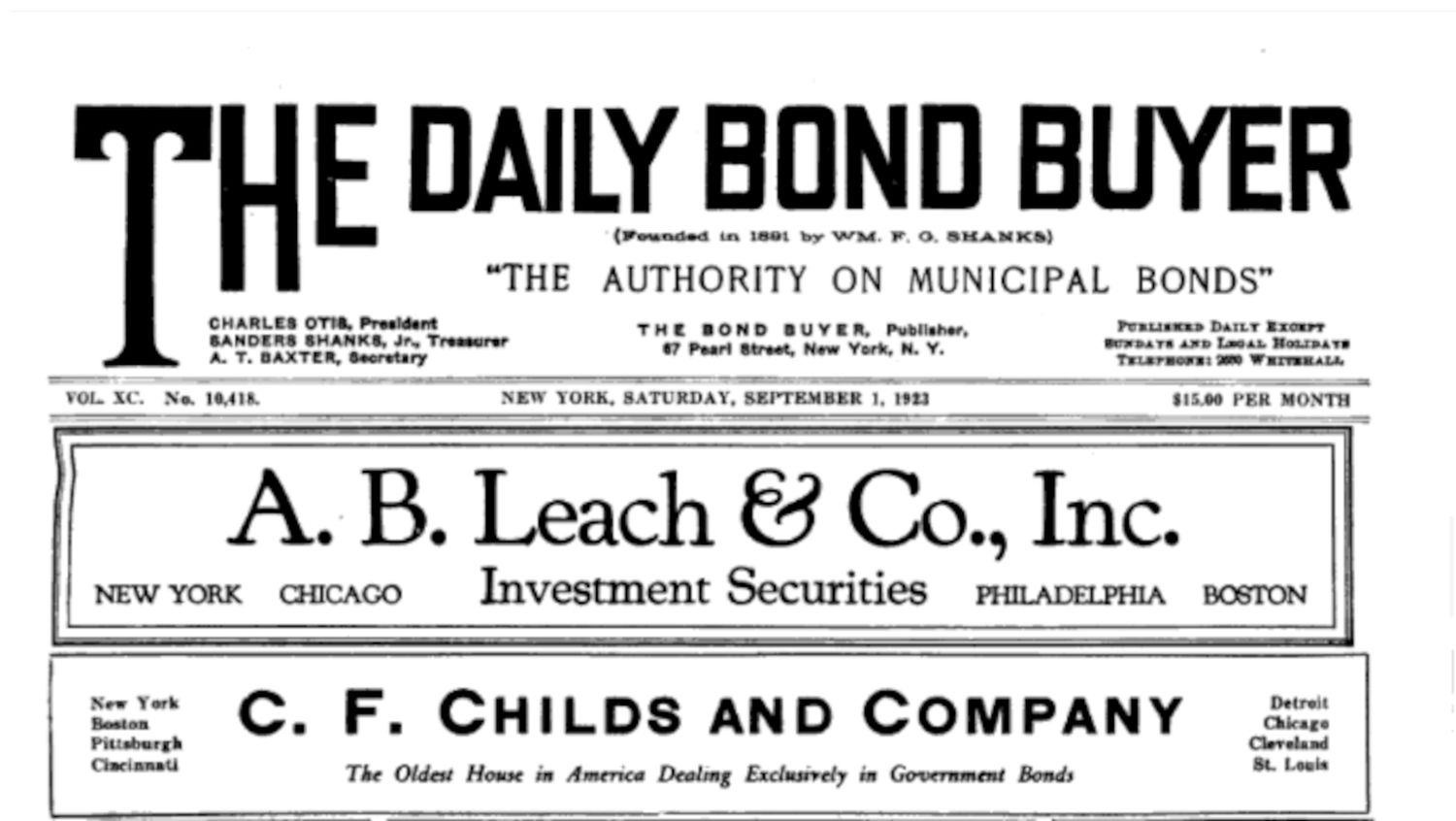 The Daily Bond Buyer, Vol. XC No. 10,418
