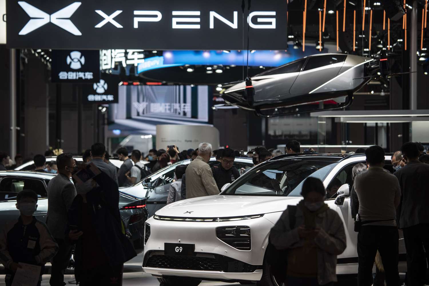 XPeng G9 electric vehicle at the Shanghai Auto Show in Shanghai, April 2023
