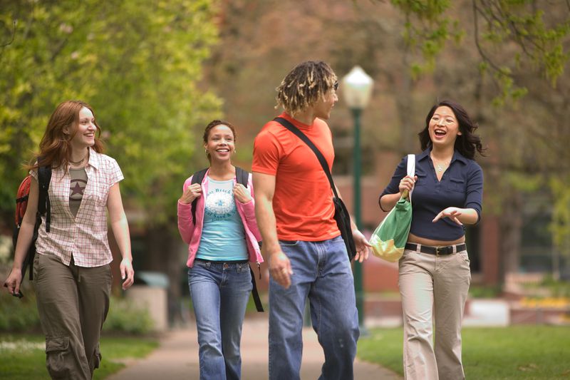 College students walking on campus