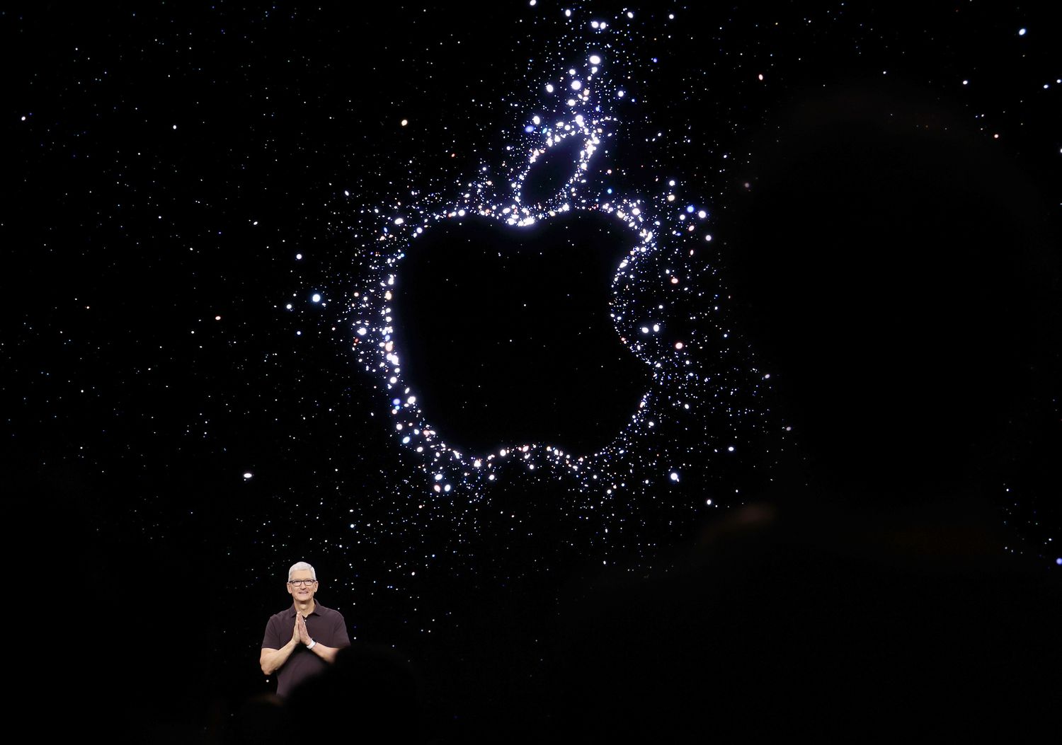 Apple CEO Tim Cook delivers a keynote address during an Apple special event on September 07, 2022 in Cupertino, California. 
