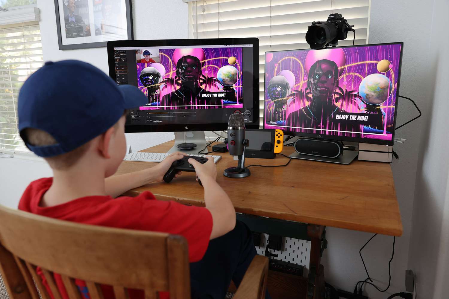 11-year-old Ansel, the photographerâs son, plays Fortnite featuring Travis Scott Presents: Astronomical on April 23, 2020 in South Pasadena, California. Travis Scott + Cactus Jack have partnered with Fortnite to produce Astronomical, a one of a kind in-game experiential performance and the world premiere of a new song.