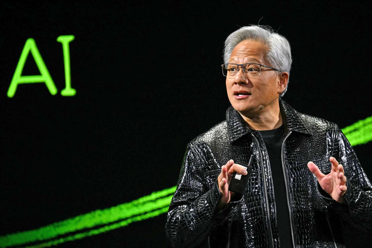  Nvidia CEO Jensen Huang delivers a keynote address at the Consumer Electronics Show.