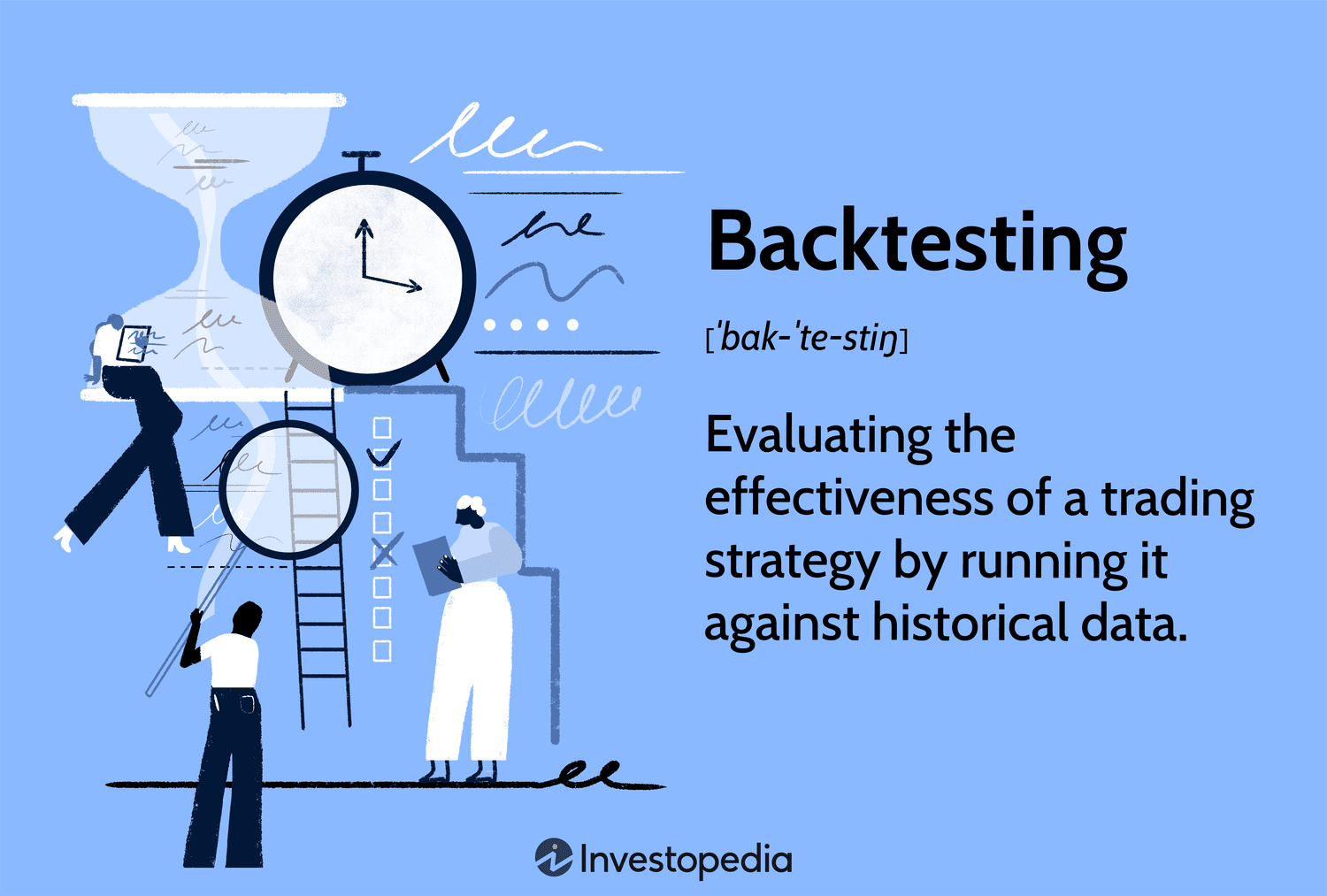 Backtesting: Evaluating the effectiveness of a trading strategy by running it against historical data.