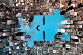 merger and acquisition business concept, join puzzle 3d