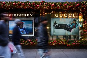Macy's windows with luxury goods displays in New York City