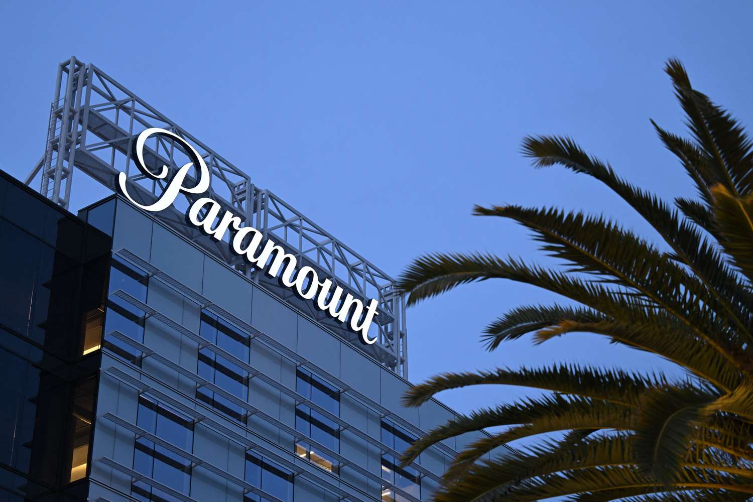 Paramount logo on a building in Hollywood, California