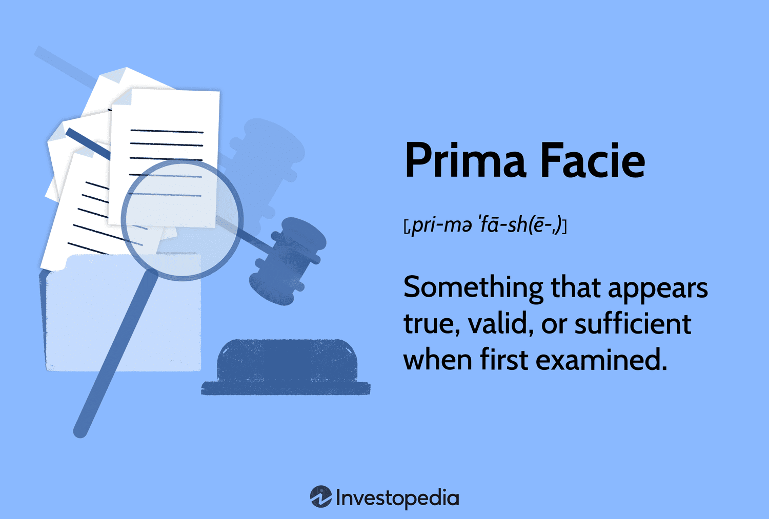 Prima Facie: Something that appears true, valid, or sufficient when first examined.
