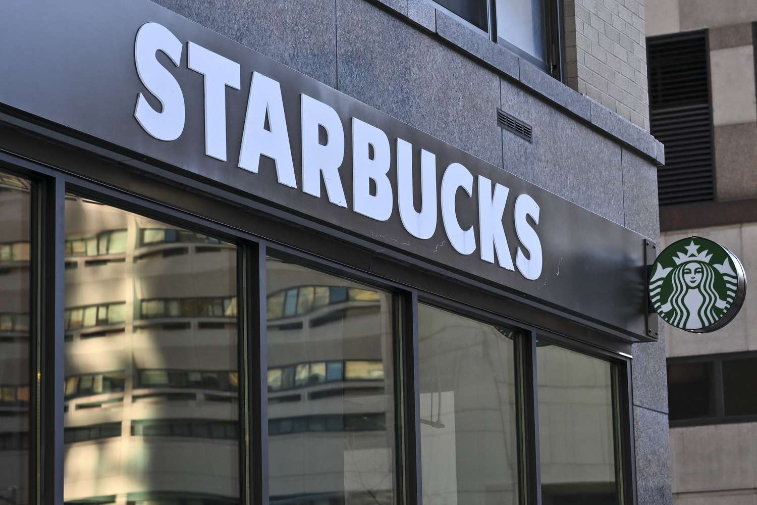 A Starbucks store is depicted. 